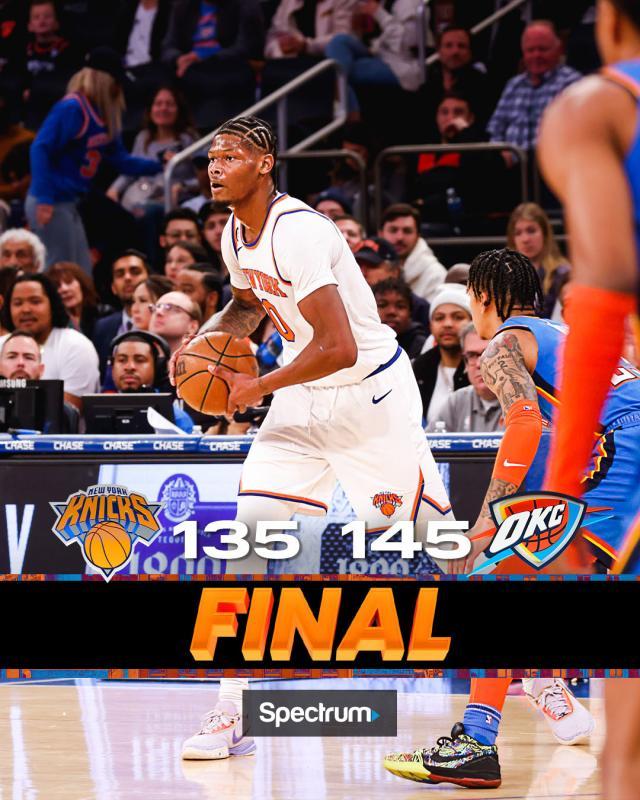 丢145分遭主场球迷狂嘘 尼克斯被雷霆打破防