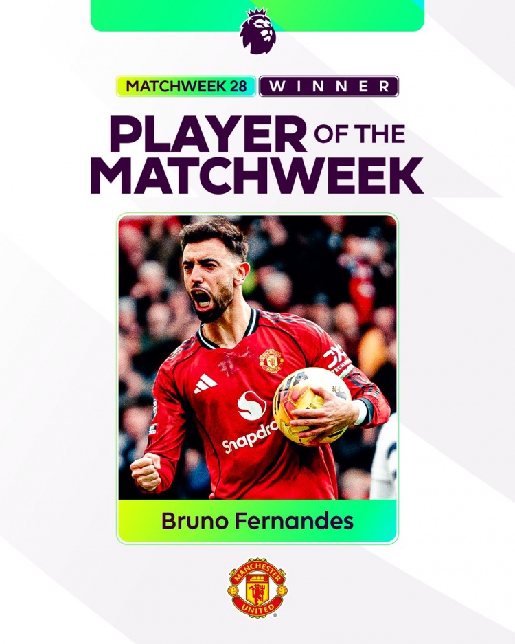 开云下载-传射建功！B费当选英超第28轮最佳球员，本赛季第四次获奖